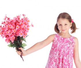 The little girl holding a flower Stock Photo