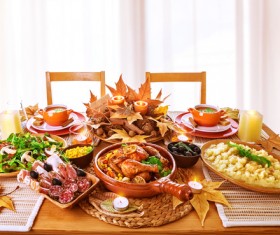The table is full of delicious food Stock Photo 01