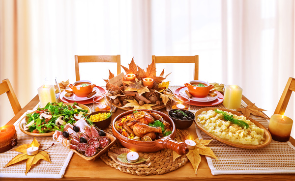 The table is full of delicious food Stock Photo 01