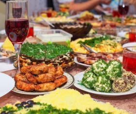 The table is full of delicious food Stock Photo 02