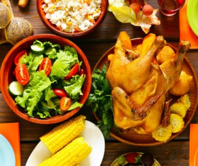 The table is full of delicious food Stock Photo 03