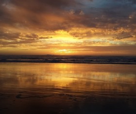 The water under the setting sun Stock Photo