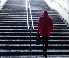 Through the underpass woman Stock Photo