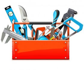 Toolbox with Hand Tools vector