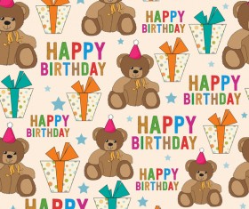 Toy bear and happy birthday seamless pattern vector