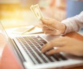 Use the computer to pay online Stock Photo 02