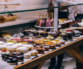 Various flavors of donuts Stock Photo