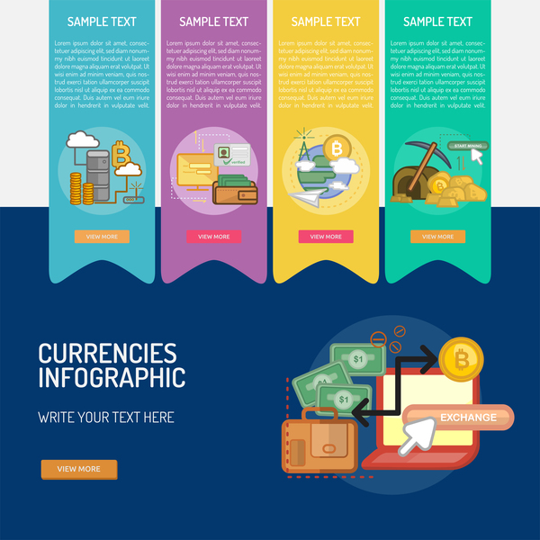 Vector Infographic currencies template material 01