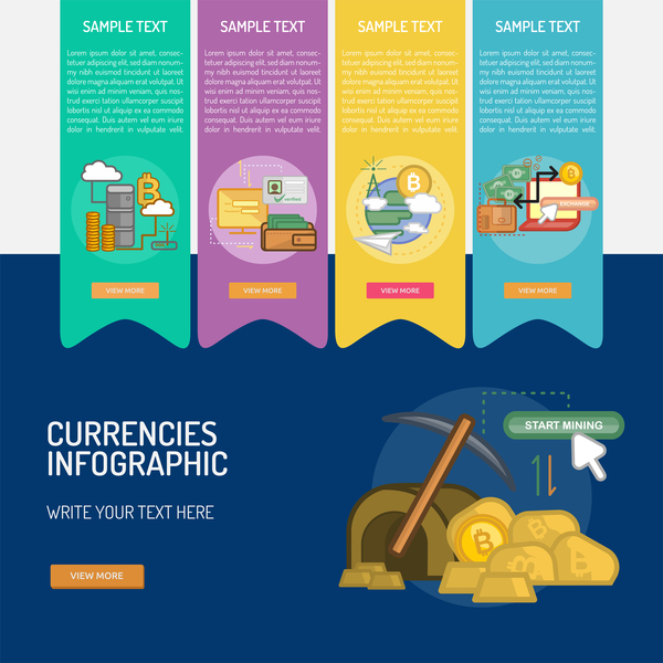 Vector Infographic currencies template material 02