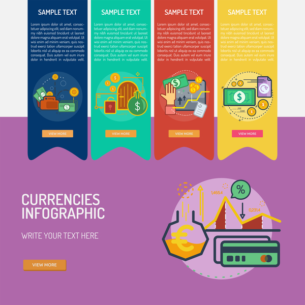 Vector Infographic currencies template material 03