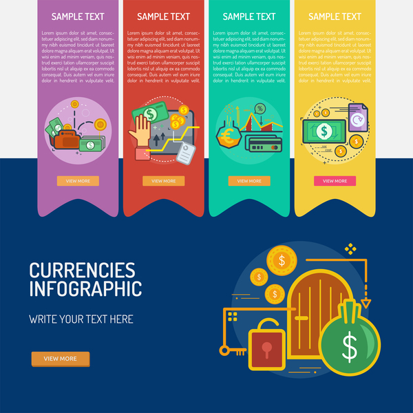 Vector Infographic currencies template material 04