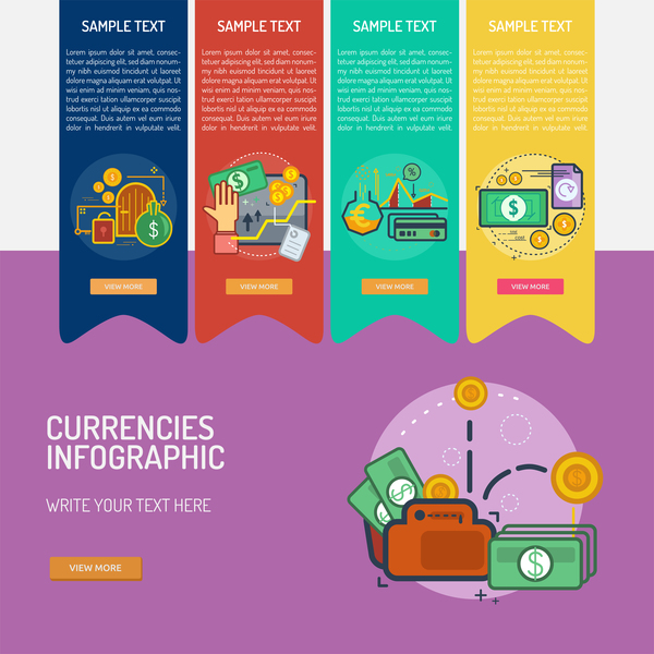 Vector Infographic currencies template material 05