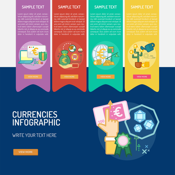 Vector Infographic currencies template material 06