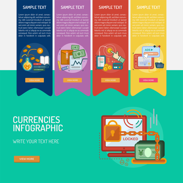 Vector Infographic currencies template material 07