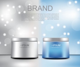 Vector cosmetic ads poster white lifting cream on white bokeh background