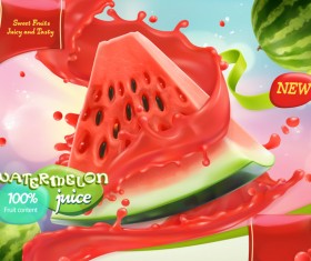 Watermelon juice poster template vector