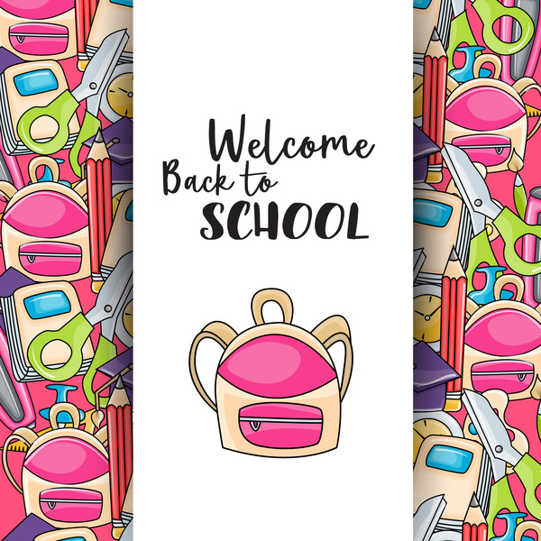 Welcome Back To School Background Vector 01 Free Download