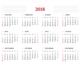 White 2018 calendar template vector