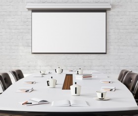 White office space meeting room table Stock Photo 01