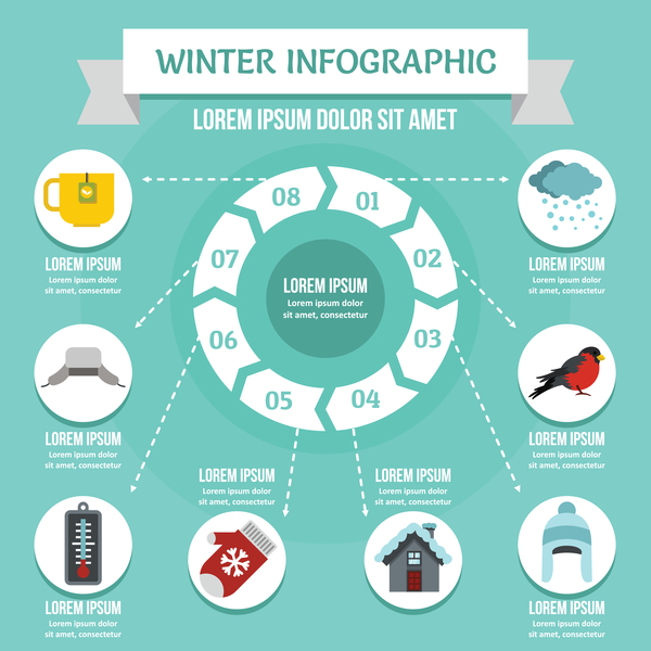 Winter infographic design vector