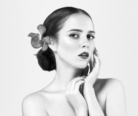 Woman Black and White Portrait Stock Photo 03