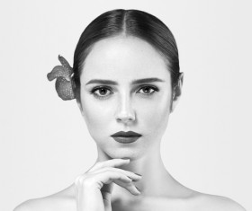 Woman Black and White Portrait Stock Photo 05