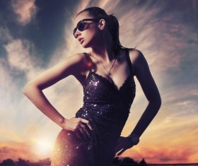 Woman at twilight Stock Photo