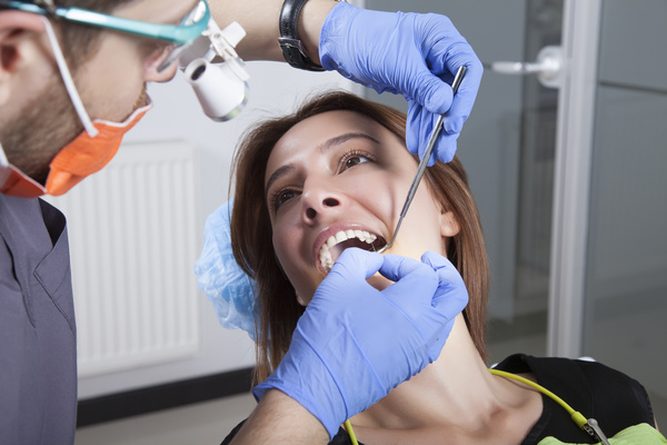 Woman doing dental care Stock Photo 02
