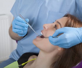Woman doing dental care Stock Photo 03