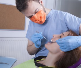 Woman doing dental care Stock Photo 04