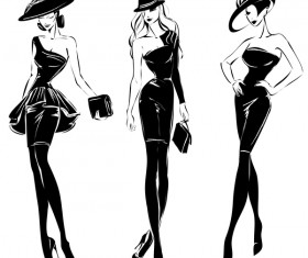 Woman fashion styles illustration vector material 06