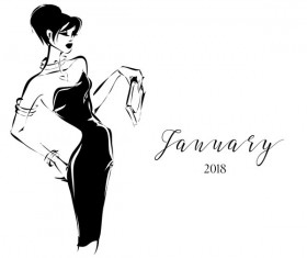 Woman fashion styles illustration vector material 08