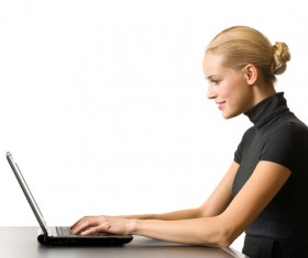 Woman using laptop Internet Stock Photo