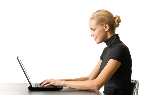 Woman using laptop Internet Stock Photo
