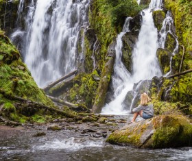 Women admire Falls Stock Photo