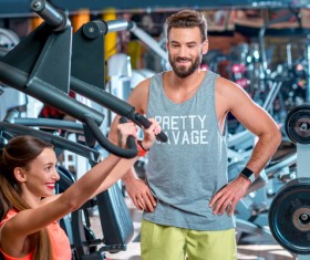 Workout in the gym for men and women Stock Photo 07