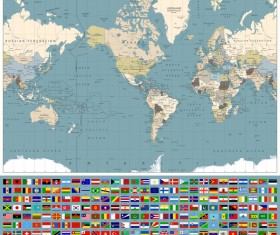 World maps with world flags vector