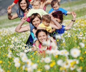 Young mother with kids party Stock Photo