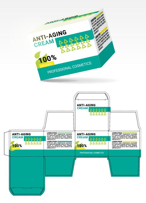 anti aging cream packaging box vector template 01