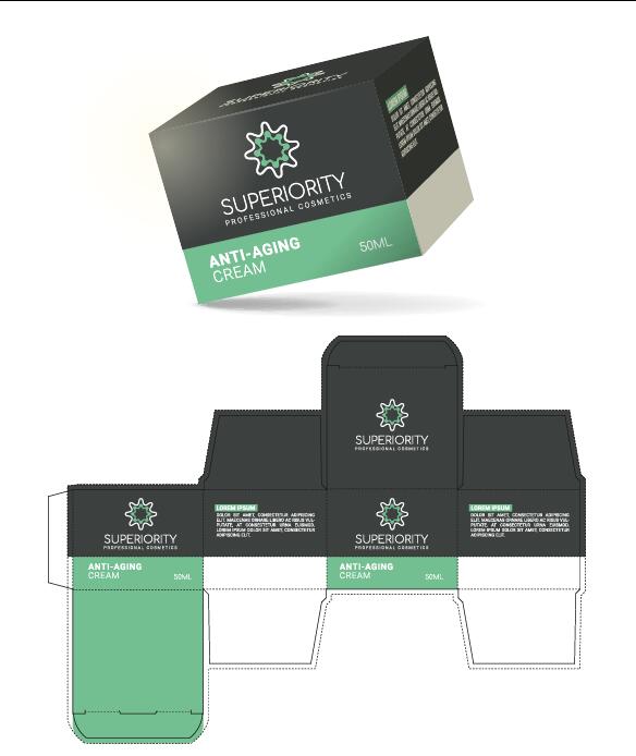 anti aging cream packaging box vector template 03