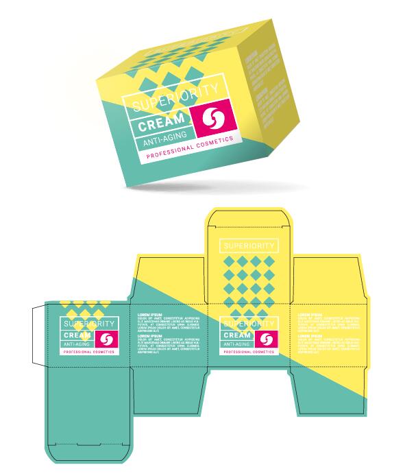 anti aging cream packaging box vector template 06