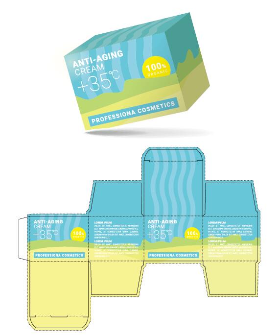 anti aging cream packaging box vector template 09