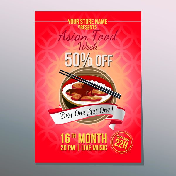 asian food week poster vector