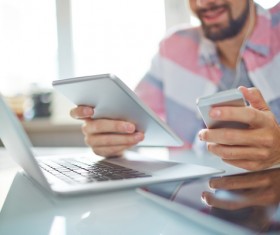 businessman using a tablet PC Stock Photo 03