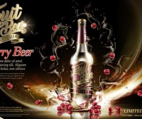 cherry beer poster template vector