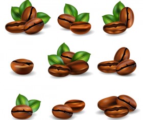 coffee beans set realistic vector