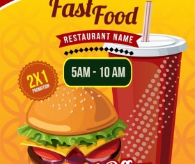 fast food poster template design vector