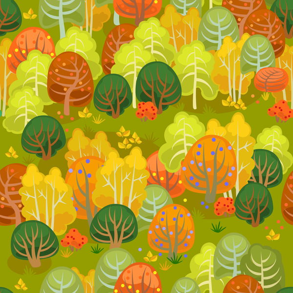 forest autumn seamless pattern vector 03