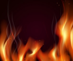 great realistic vector fire flames smoke sparks on red background