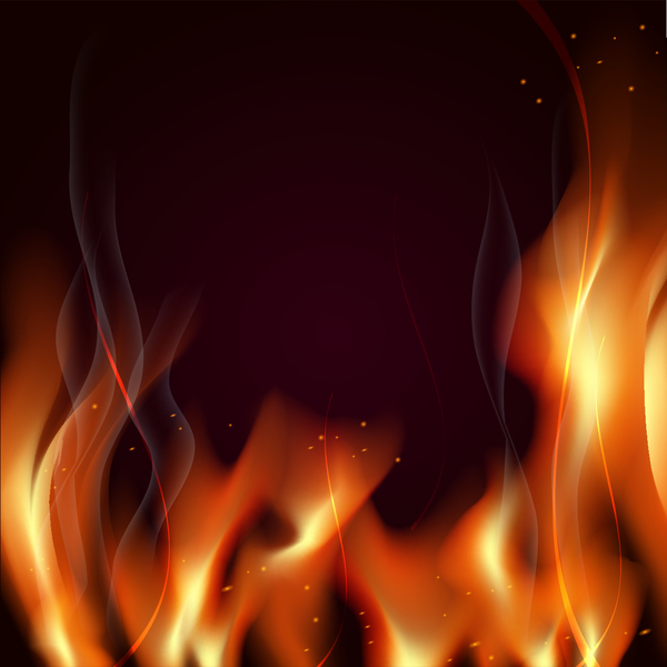 great realistic vector fire flames smoke sparks on red background